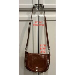 Kelsi Dagger Leather HARLEY saddle Crossbody Bag Studded‎ Silver Accents
